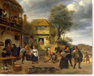 Jan Steen : Paysans devant une auberge Jan Steen : Paysans devant une auberge