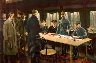 Signature de l'armistice le 11 novembre 1918