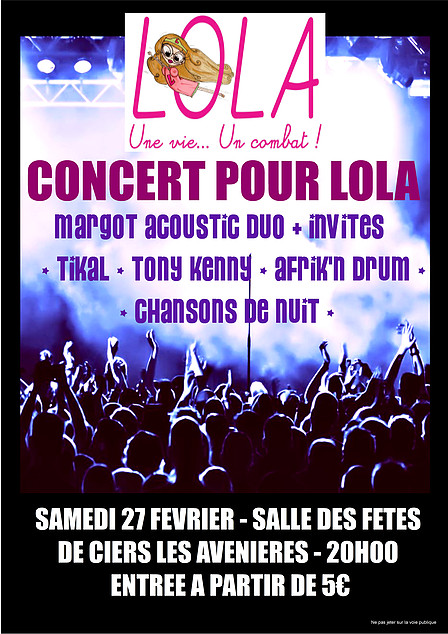 affiche du concert de soutien pour Lola