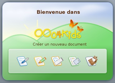 Ecran de dmarrage de OOo4Kids