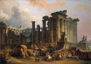 Hubert Robert - Ruines d'un temple Dorique (1783)