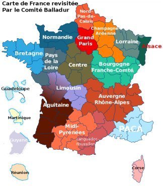 Carte de France revisite par le Comit Balladur