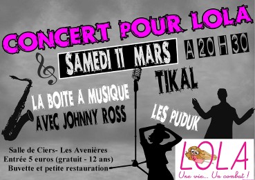 Concert pour Lola avec Johnny Ross, La boîte à musique, Les Puduk, Tikal Concert pour Lola avec Johnny Ross, La boîte à musique, Les Puduk, Tikal