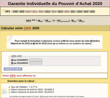 Simulateur de calcul : calculette GIPA 2020