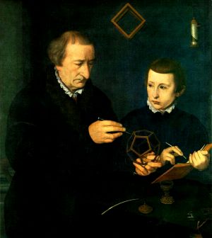 Johannes Neudorfer enseignant les mathématiques à son fils (1561)